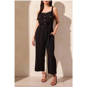 Tribal Black Button-Front Jumpsuit
